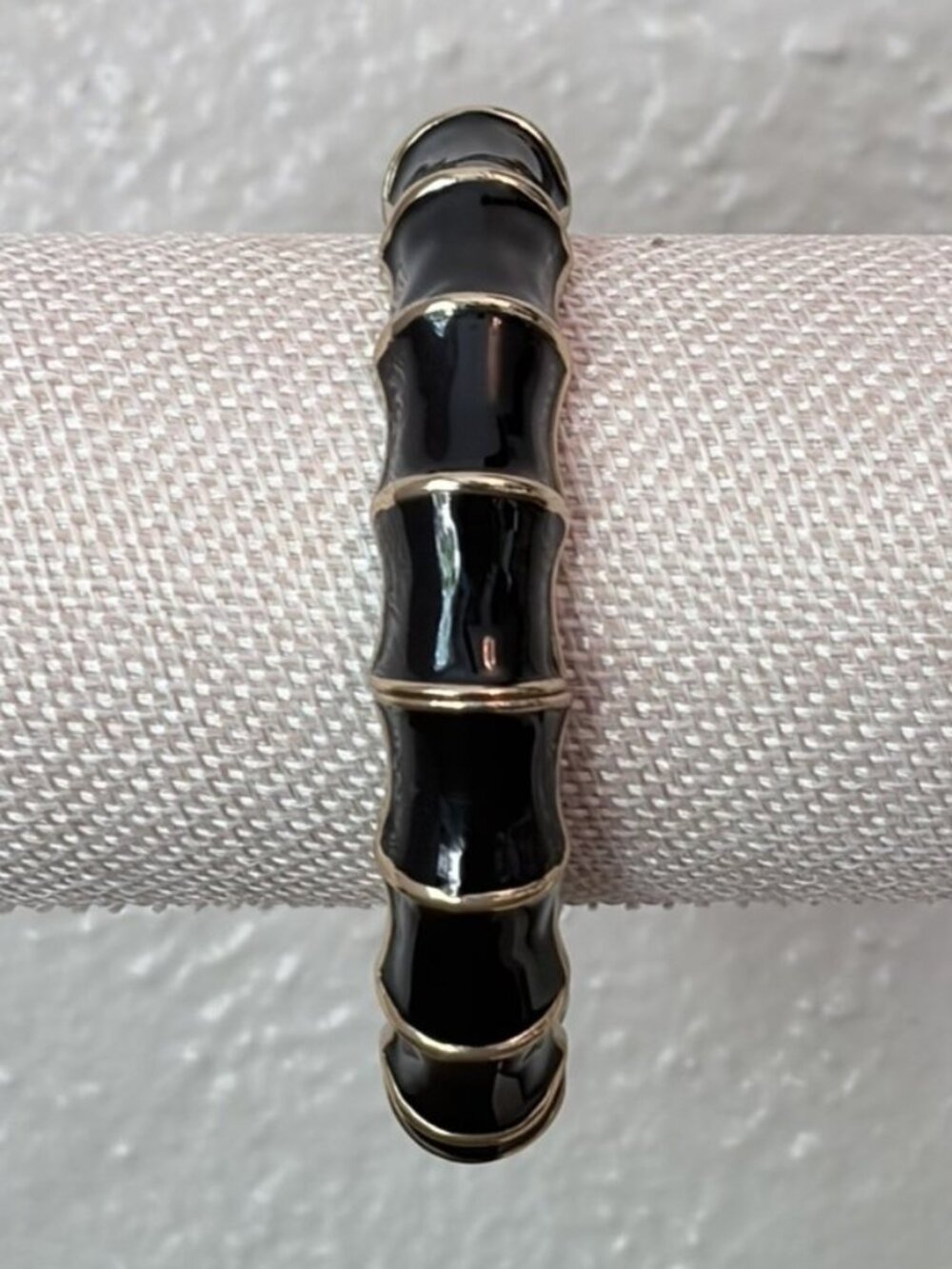 Banana Republic Black Gold Bamboo Enamel Stretch Bangle Bracelet